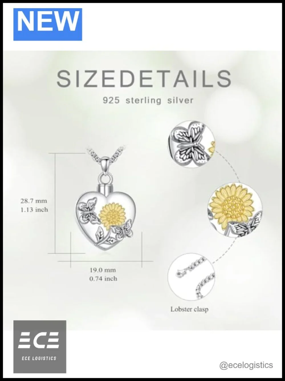 Sterling Silver Butterfly Urn Necklace for Ashes Cremation Memorial Jewelry